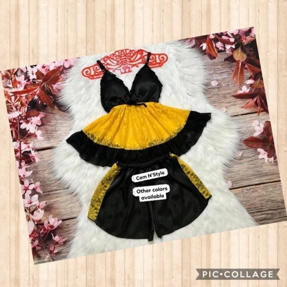 New sexy satin lace pajama set assorted color - Picture 1 of 7